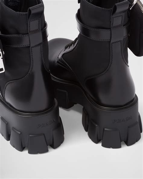 prada monolith brushed leather and nylon boots|Prada monolith boots nordstrom.